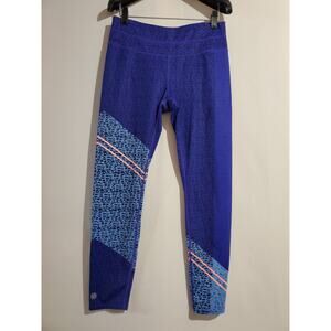 Athleta Asym Camo Sonar Blue 7/8 Tights Womens Size M Compression Activewear